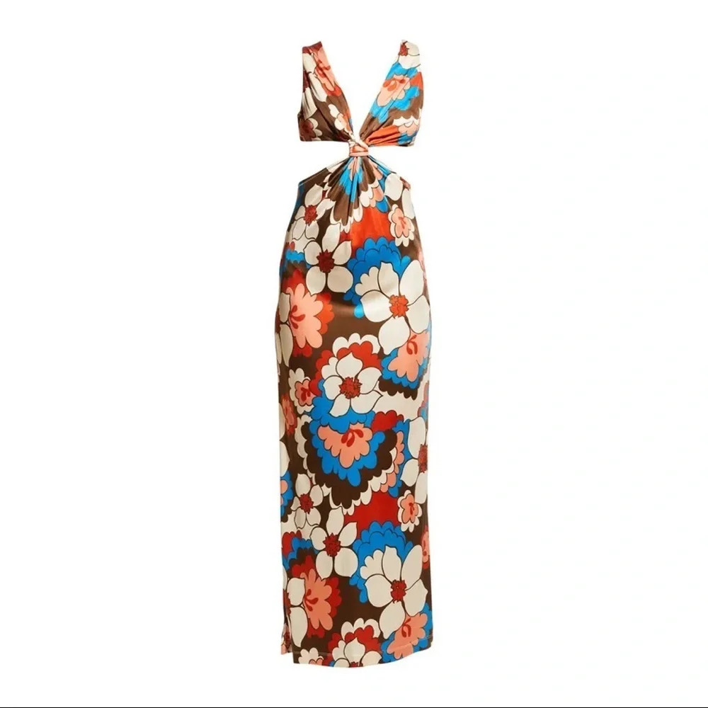 Ronny Kobo Sammy Knotted Cutout Dress Medium